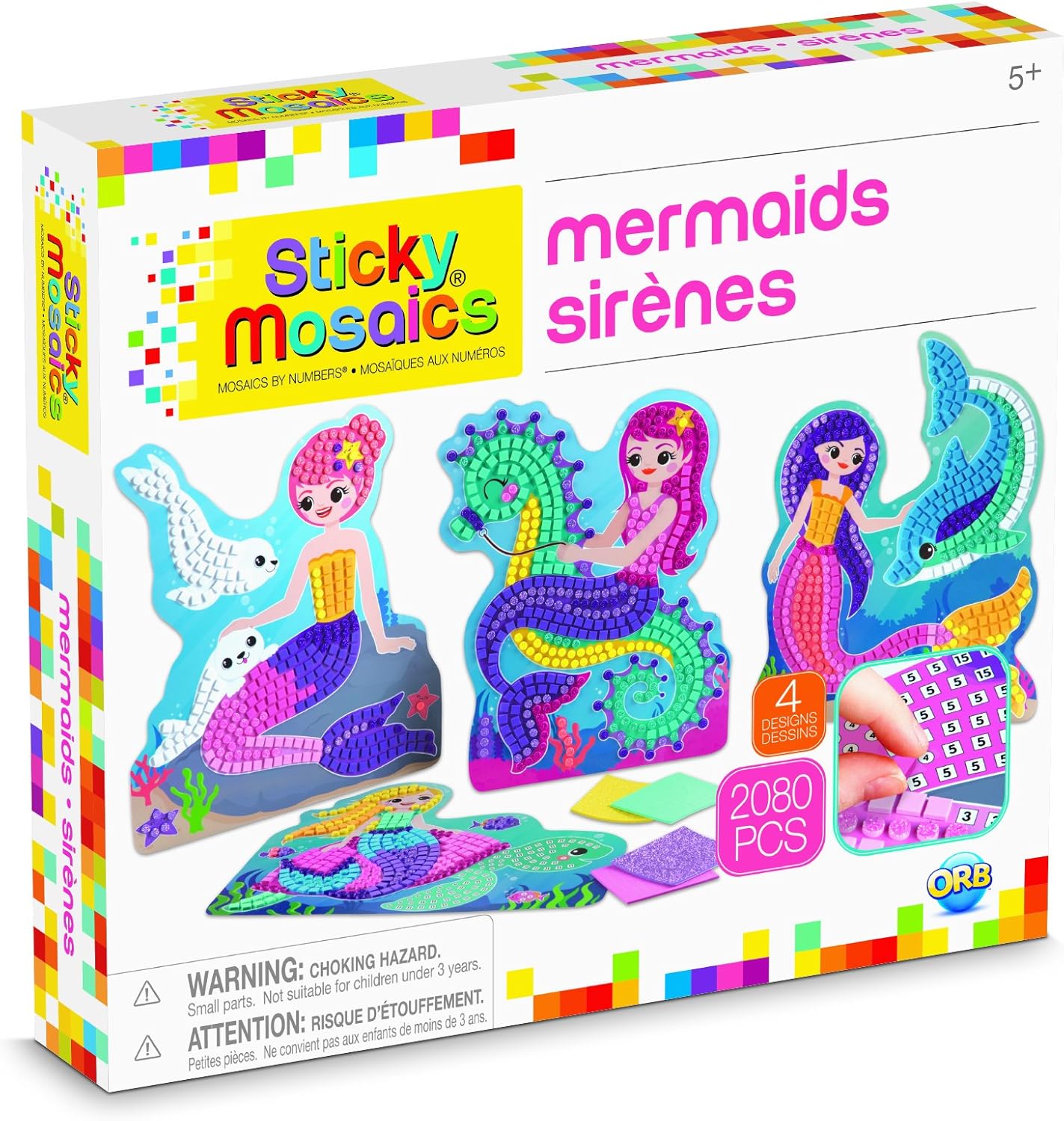 The Factory Sticky Mosaics Mermaids Blue/Yellow/Orange/Purple, 12' x 2' x 10.75'
