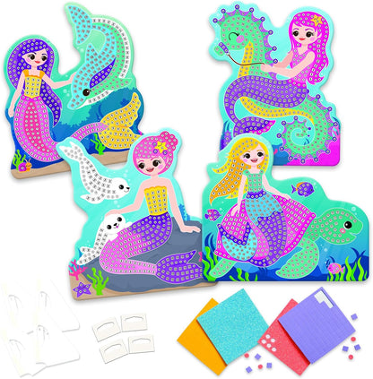 The Factory Sticky Mosaics Mermaids Blue/Yellow/Orange/Purple, 12' x 2' x 10.75'