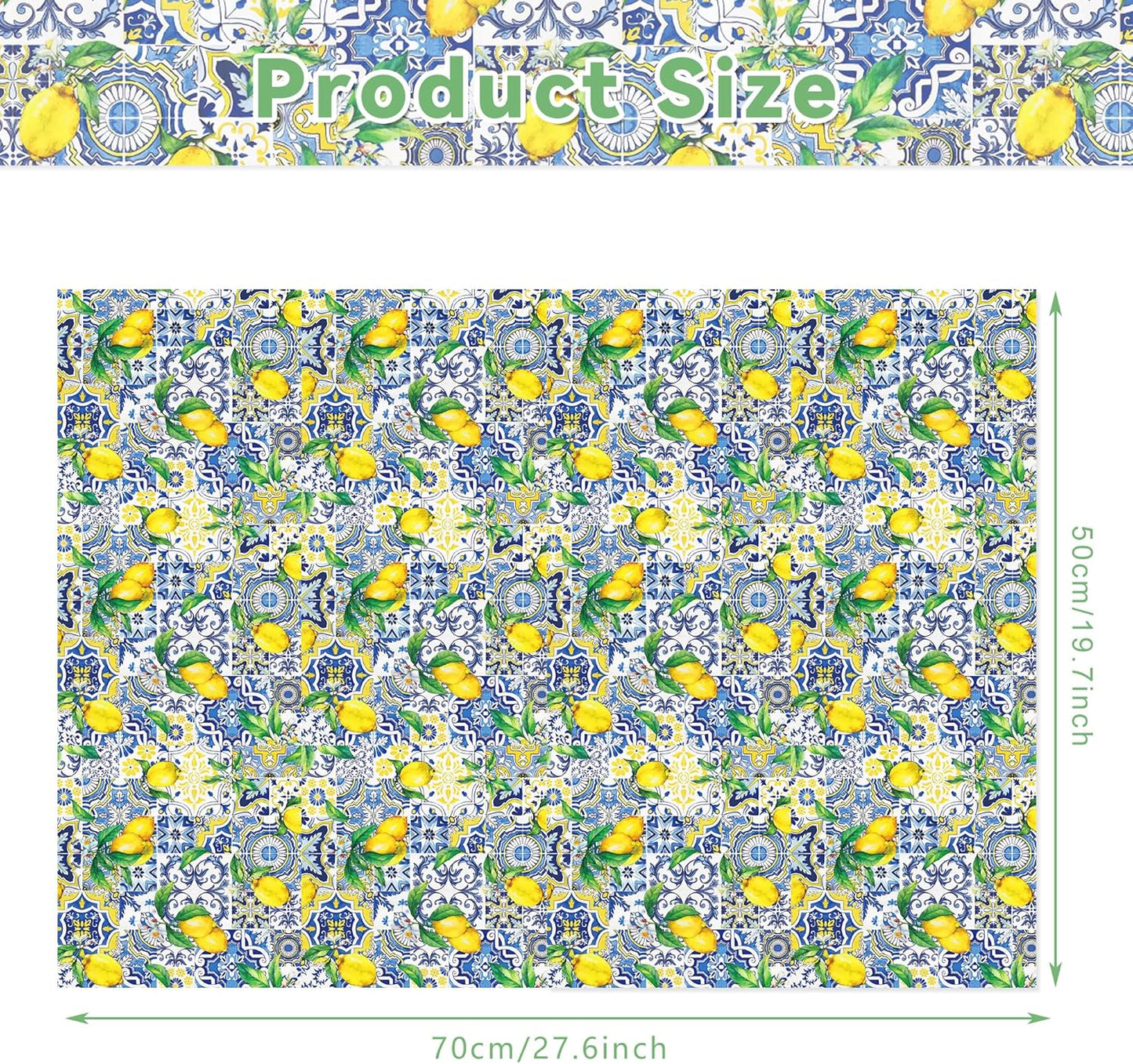 100 Sheets Lemon Theme Wrapping Paper, Gift Wrap Tissue Paper, Blue and White Porcelain Design Lemon Pattern Handmade Art Wedding Birthday Party Arts Crafts DIY,13.8 x 19.7 inches