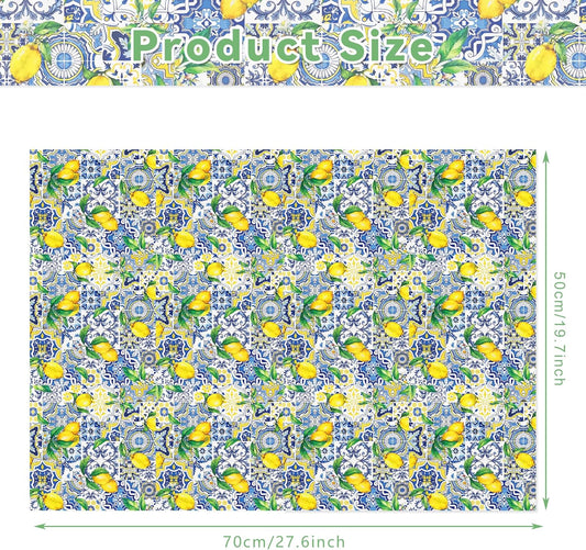 100 Sheets Lemon Theme Wrapping Paper, Gift Wrap Tissue Paper, Blue and White Porcelain Design Lemon Pattern Handmade Art Wedding Birthday Party Arts Crafts DIY,13.8 x 19.7 inches