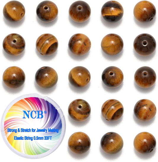 100pcs Original Natural Stone Beads Gemstone Round Loose Beads 6mm 8mm 10mm (Yellow Tiger's Eye, 6mm 100Beads)
