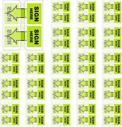 48 Pack/ 2400 Pcs Sign Here Tabs 1 Inch Sign Here Stickers Date Post Tabs Flags Stickers with Dispenser Arrow Flags Easy to Post for School Office Book Annotation Kit Supplies, Yellow