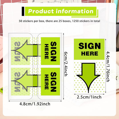 48 Pack/ 2400 Pcs Sign Here Tabs 1 Inch Sign Here Stickers Date Post Tabs Flags Stickers with Dispenser Arrow Flags Easy to Post for School Office Book Annotation Kit Supplies, Yellow