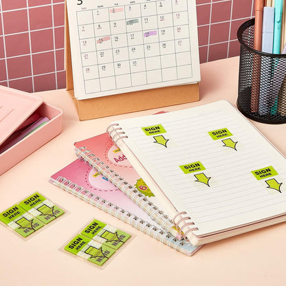 48 Pack/ 2400 Pcs Sign Here Tabs 1 Inch Sign Here Stickers Date Post Tabs Flags Stickers with Dispenser Arrow Flags Easy to Post for School Office Book Annotation Kit Supplies, Yellow
