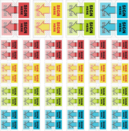 48 Pack/ 2400 Pcs Sign Here Tabs 1 Inch Sign Here Stickers Date Post Tabs Flags Stickers with Dispenser Arrow Flags Easy to Post for School Office Book Annotation Kit Supplies, Yellow