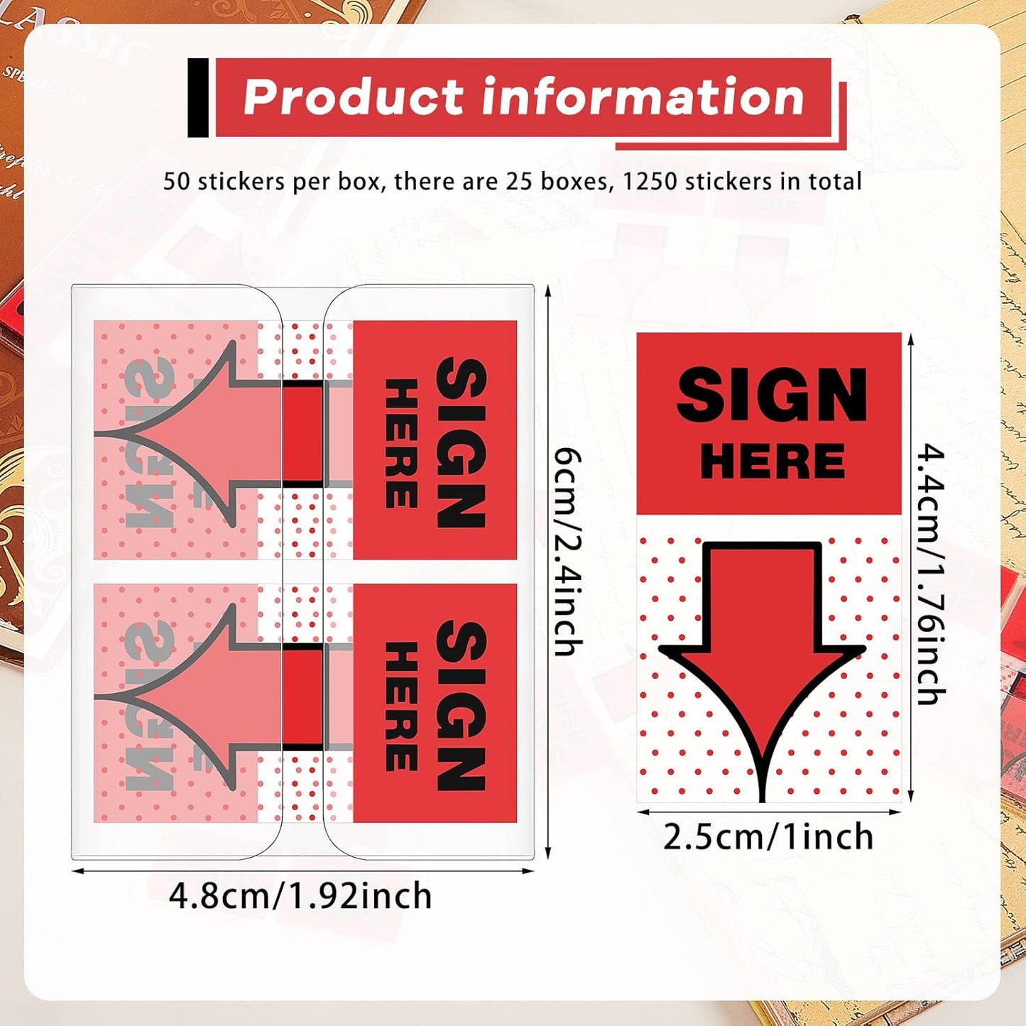 48 Pack/ 2400 Pcs Sign Here Tabs 1 Inch Sign Here Stickers Date Post Tabs Flags Stickers with Dispenser Arrow Flags Easy to Post for School Office Book Annotation Kit Supplies, Yellow