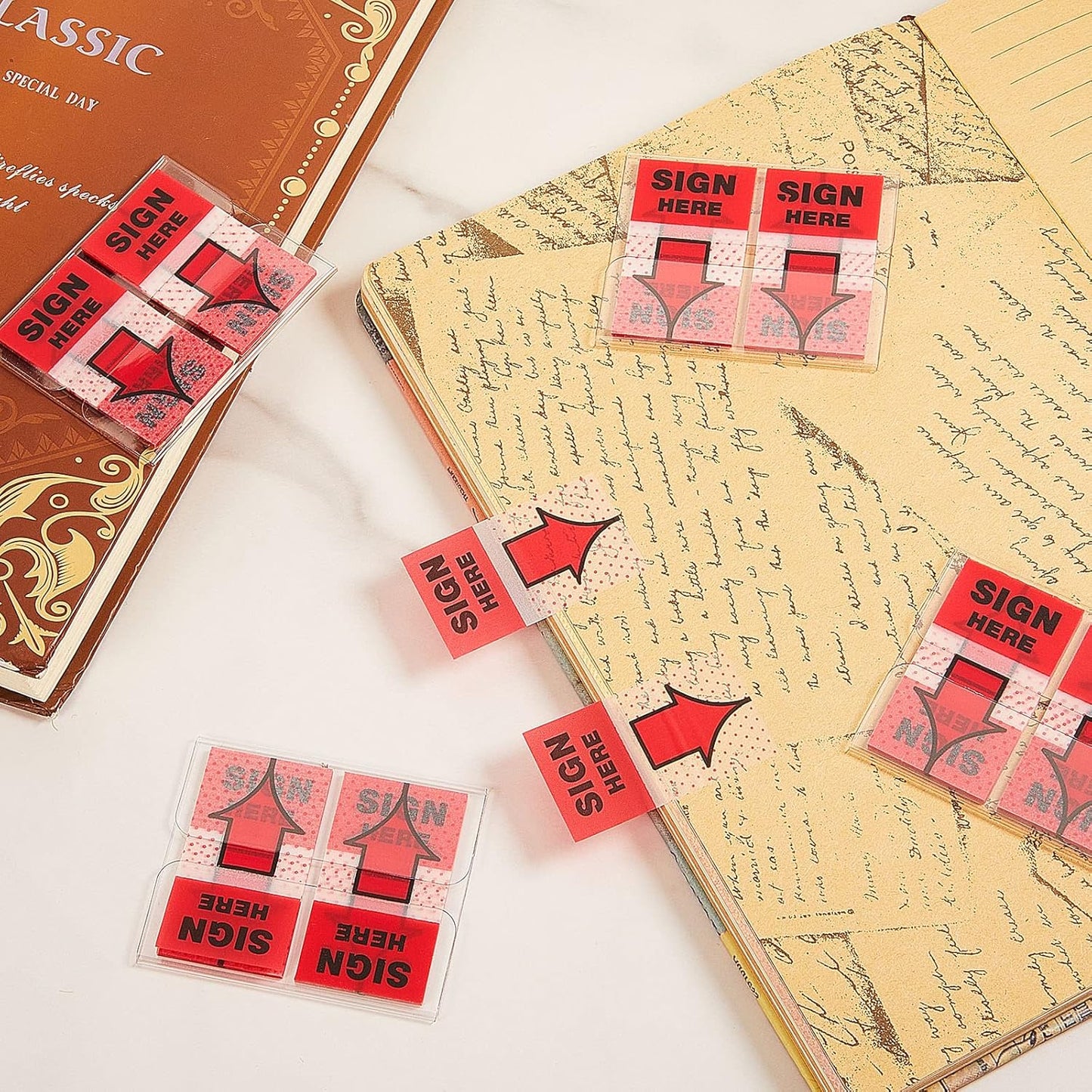 48 Pack/ 2400 Pcs Sign Here Tabs 1 Inch Sign Here Stickers Date Post Tabs Flags Stickers with Dispenser Arrow Flags Easy to Post for School Office Book Annotation Kit Supplies, Yellow