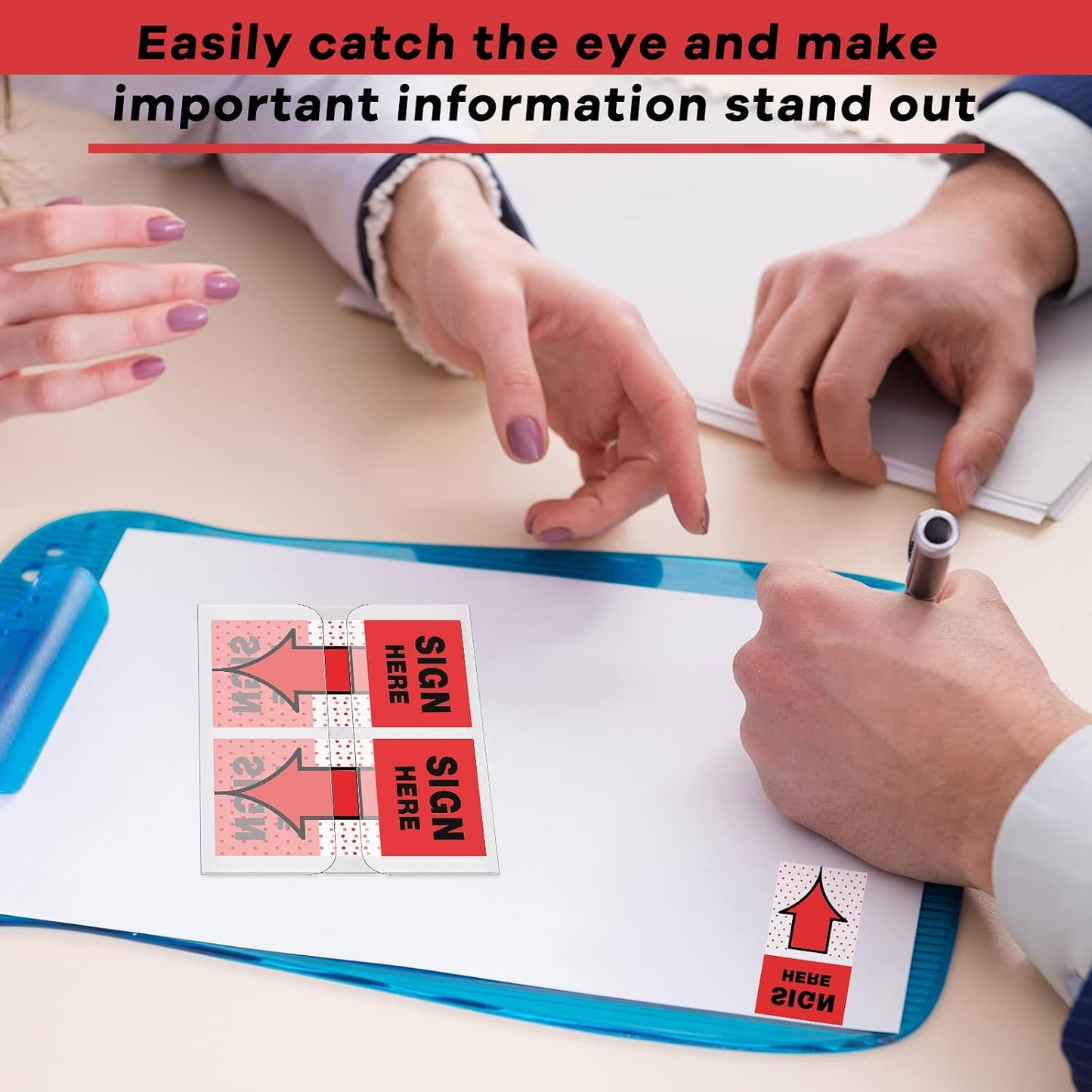 48 Pack/ 2400 Pcs Sign Here Tabs 1 Inch Sign Here Stickers Date Post Tabs Flags Stickers with Dispenser Arrow Flags Easy to Post for School Office Book Annotation Kit Supplies, Yellow