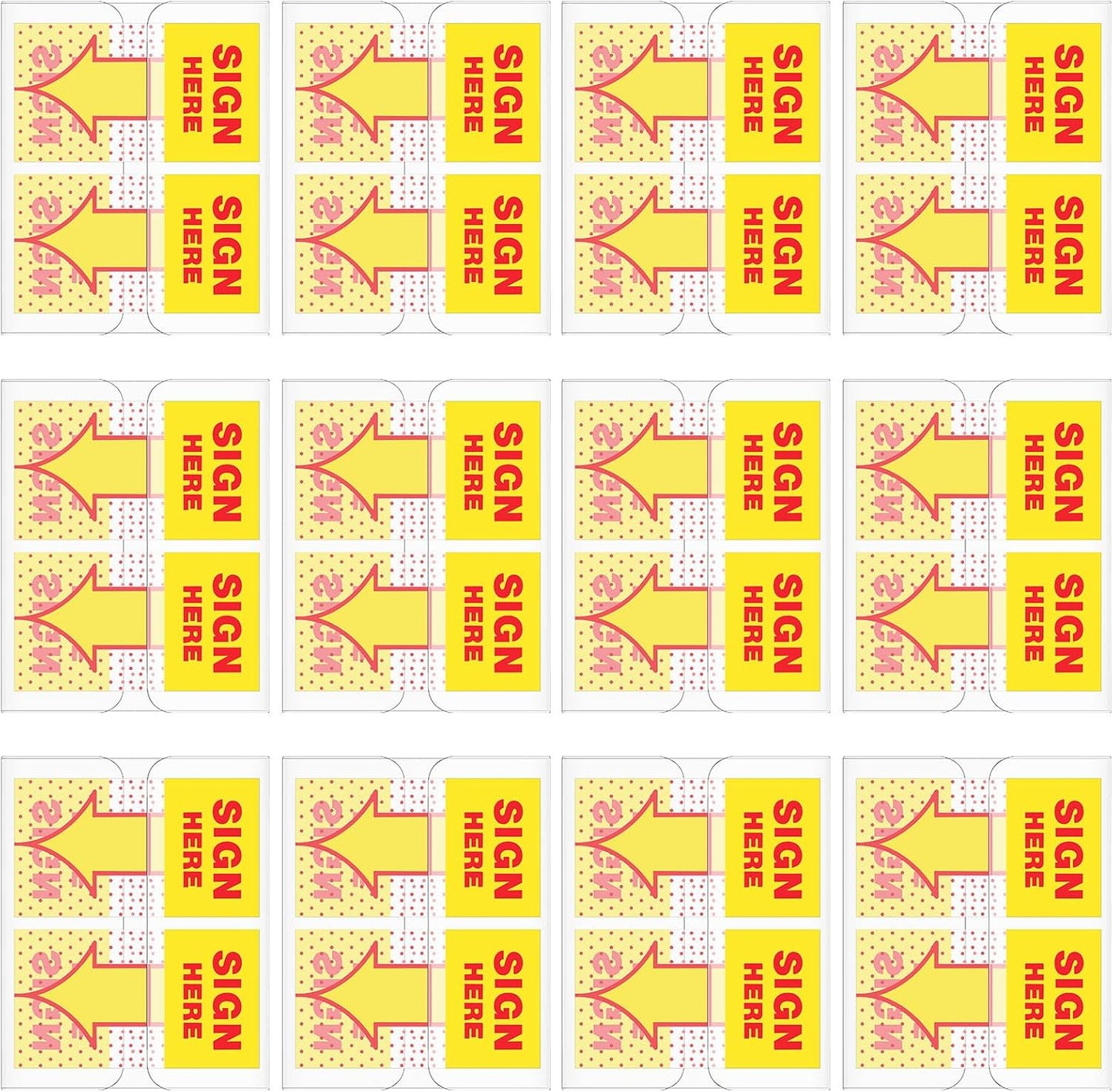 48 Pack/ 2400 Pcs Sign Here Tabs 1 Inch Sign Here Stickers Date Post Tabs Flags Stickers with Dispenser Arrow Flags Easy to Post for School Office Book Annotation Kit Supplies, Yellow