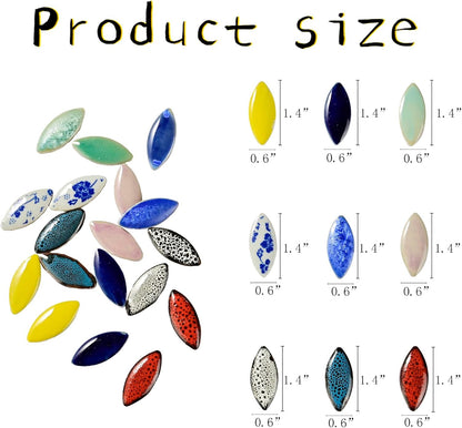 70 Pieces Petal Ceramics Mosaic Tiles for Crafts, Stained Ceramics Supplies, Flower Leaves Mosaic Ceramics Mosaic Pieces Kit for DIY Crafts Plates Picture Frames Home Decorations - Yellow