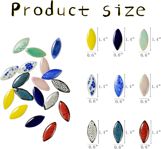 70 Pieces Petal Ceramics Mosaic Tiles for Crafts, Stained Ceramics Supplies, Flower Leaves Mosaic Ceramics Mosaic Pieces Kit for DIY Crafts Plates Picture Frames Home Decorations - Yellow