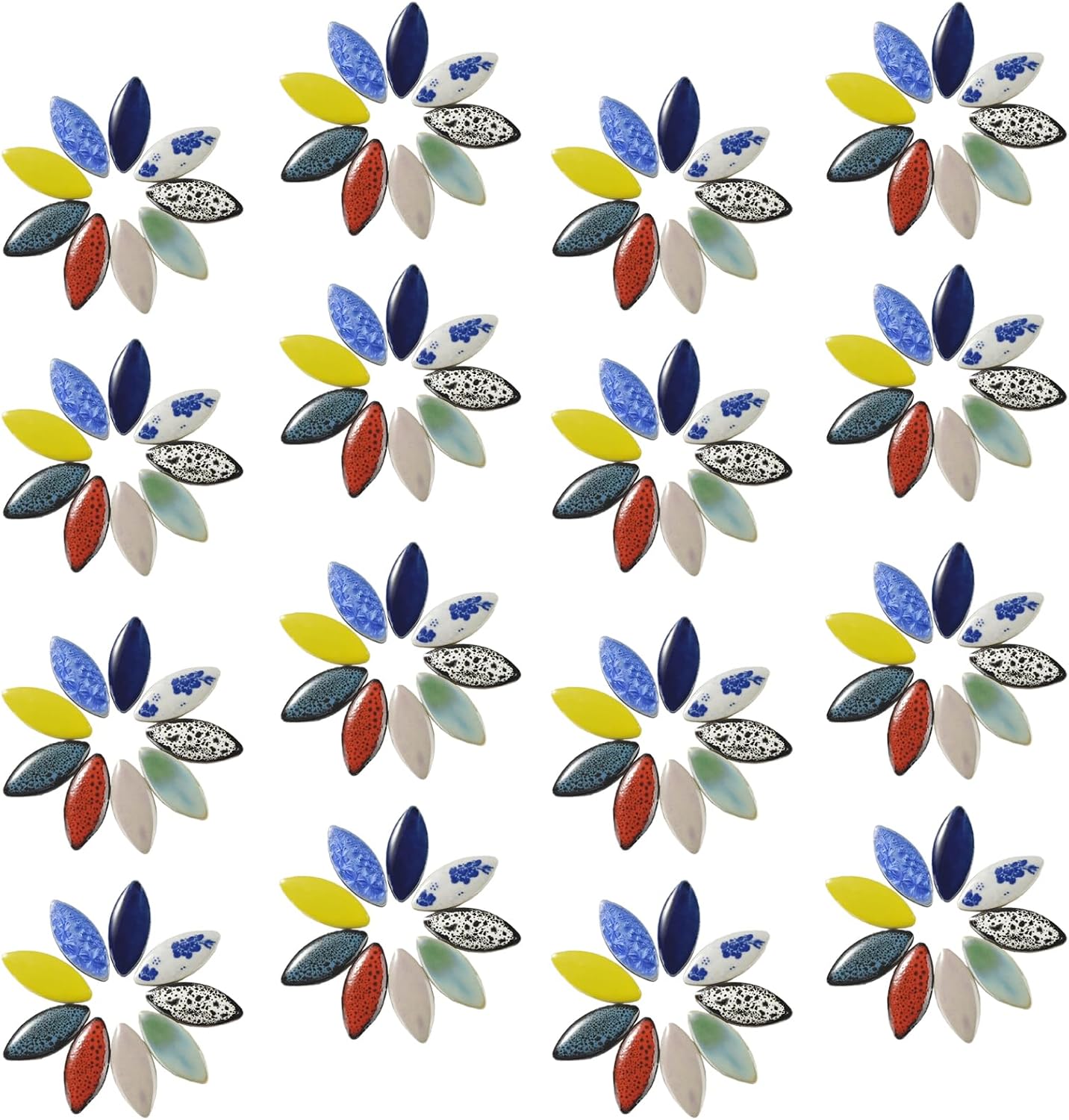 70 Pieces Petal Ceramics Mosaic Tiles for Crafts, Stained Ceramics Supplies, Flower Leaves Mosaic Ceramics Mosaic Pieces Kit for DIY Crafts Plates Picture Frames Home Decorations - Yellow