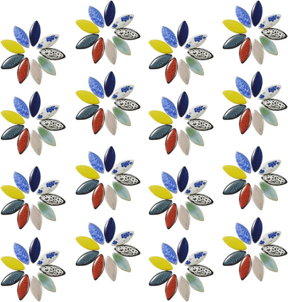 70 Pieces Petal Ceramics Mosaic Tiles for Crafts, Stained Ceramics Supplies, Flower Leaves Mosaic Ceramics Mosaic Pieces Kit for DIY Crafts Plates Picture Frames Home Decorations - Yellow