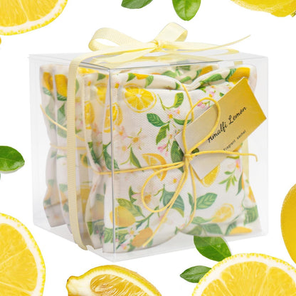 4 Pack Lemon Sachet Bags for Drawers and Closets, Scented Packets | Handcraft Wedding Gift, Potpourri, Fragrance Mesh Pillow, Bedroom Fresheners, Organza Indoor