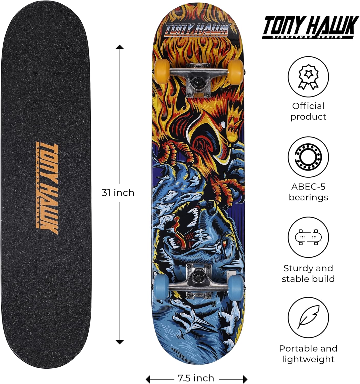 Tony Hawk - 31-Inch Signature Series 3 Skateboard, 9-Ply Maple Deck