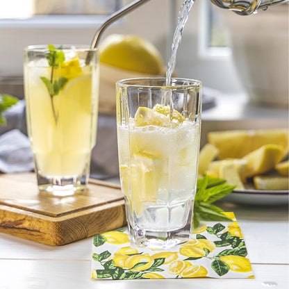 50 Count Lemon Paper Napkins Summer Luncheon Decorative Napkin 3-Ply Yellow Citrus Disposable Napkins Lemon Printed Square Beverage Dinner Napkin for Summer Party Supplies Table Decor, 6.5 x 6.5 Inch
