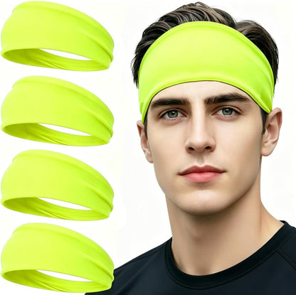 4 pcs Summer Sports Headbands, Stretchy Durable Sweatband Hairbands for Men Women Fitness Pilates Running Yoga