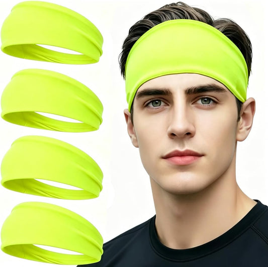 4 pcs Summer Sports Headbands, Stretchy Durable Sweatband Hairbands for Men Women Fitness Pilates Running Yoga