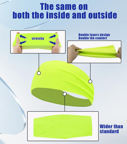 4 pcs Summer Sports Headbands, Stretchy Durable Sweatband Hairbands for Men Women Fitness Pilates Running Yoga