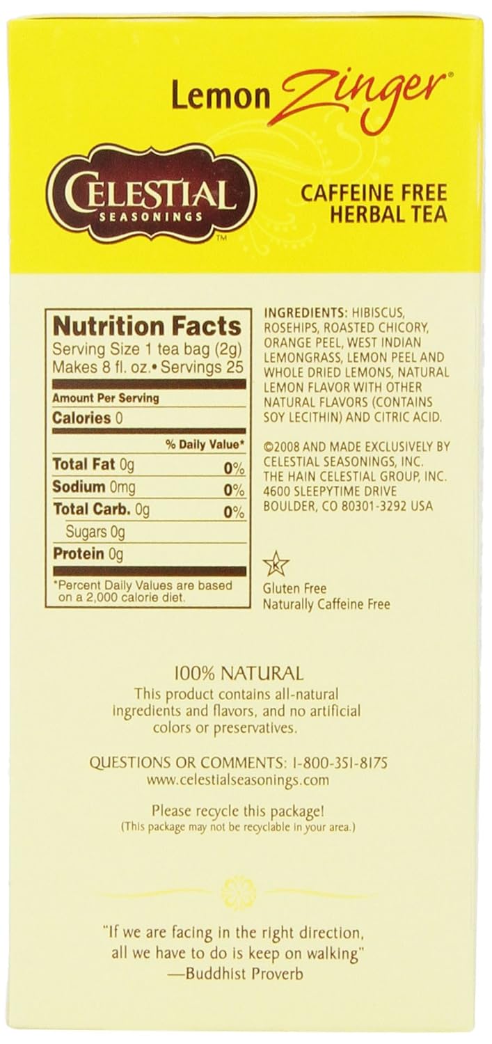 Herbal Tea, Lemon Zinger, 25 Count, (Pack of 6)