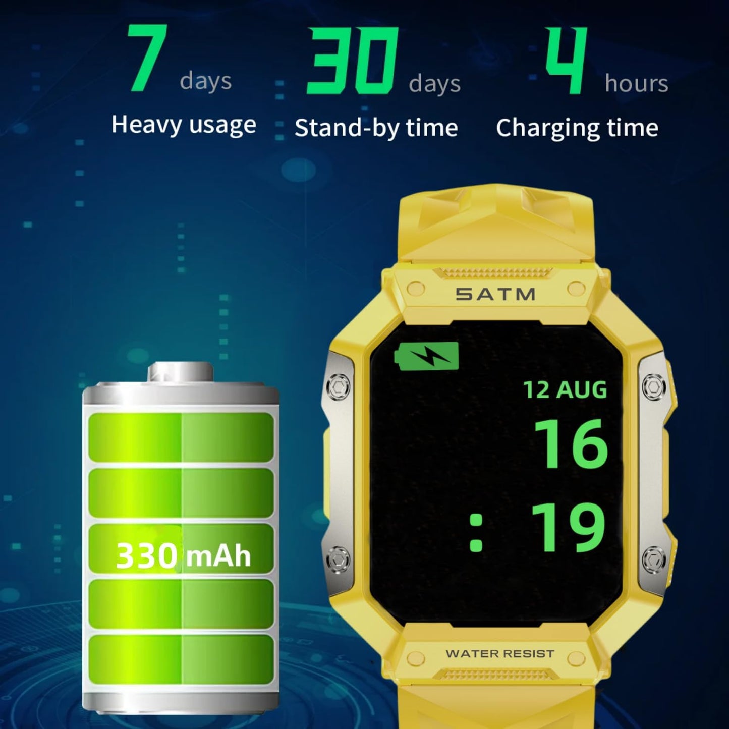 Smart Watch for Men/Women, 1.92" HD Touch Fitness Tracker with 24/7 Heart Rate & Sleep Monitor, IP68 Waterproof, Step/Calorie Counter, Long Battery Life, Compatible with Android iOS
