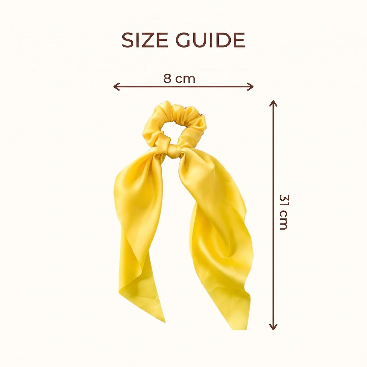 Yellow Women Girl Bow Satin Ribbon Ponytail Scarf Hair Tie Rope Scrunchies Elastic Band Hair Scrunchies Bands Elastics and Ties Beauty and Personal Care Hair Care, Hair Accessories