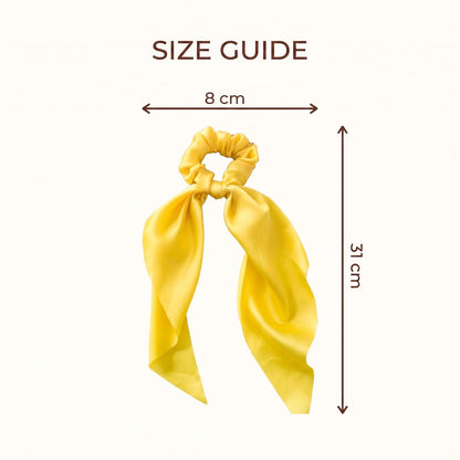 Yellow Women Girl Bow Satin Ribbon Ponytail Scarf Hair Tie Rope Scrunchies Elastic Band Hair Scrunchies Bands Elastics and Ties Beauty and Personal Care Hair Care, Hair Accessories