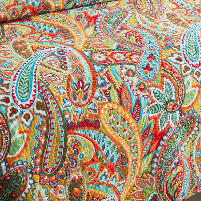 Cotton Bedspread Quilt Sets, 3 Pieces Reversible Comforter Coverlet Sets, Yellow Gorgeous Paisley,Queen Size