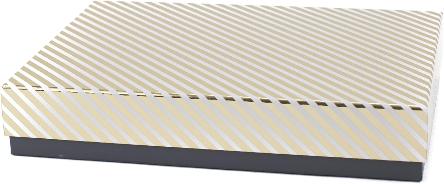 Signature Large Gift Box (Gold Stripe) for Valentines Day, Weddings, Anniversaries, Birthdays, Bridesmaids Gifts and More
