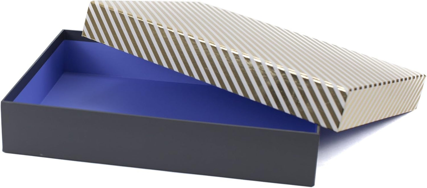 Signature Large Gift Box (Gold Stripe) for Valentines Day, Weddings, Anniversaries, Birthdays, Bridesmaids Gifts and More