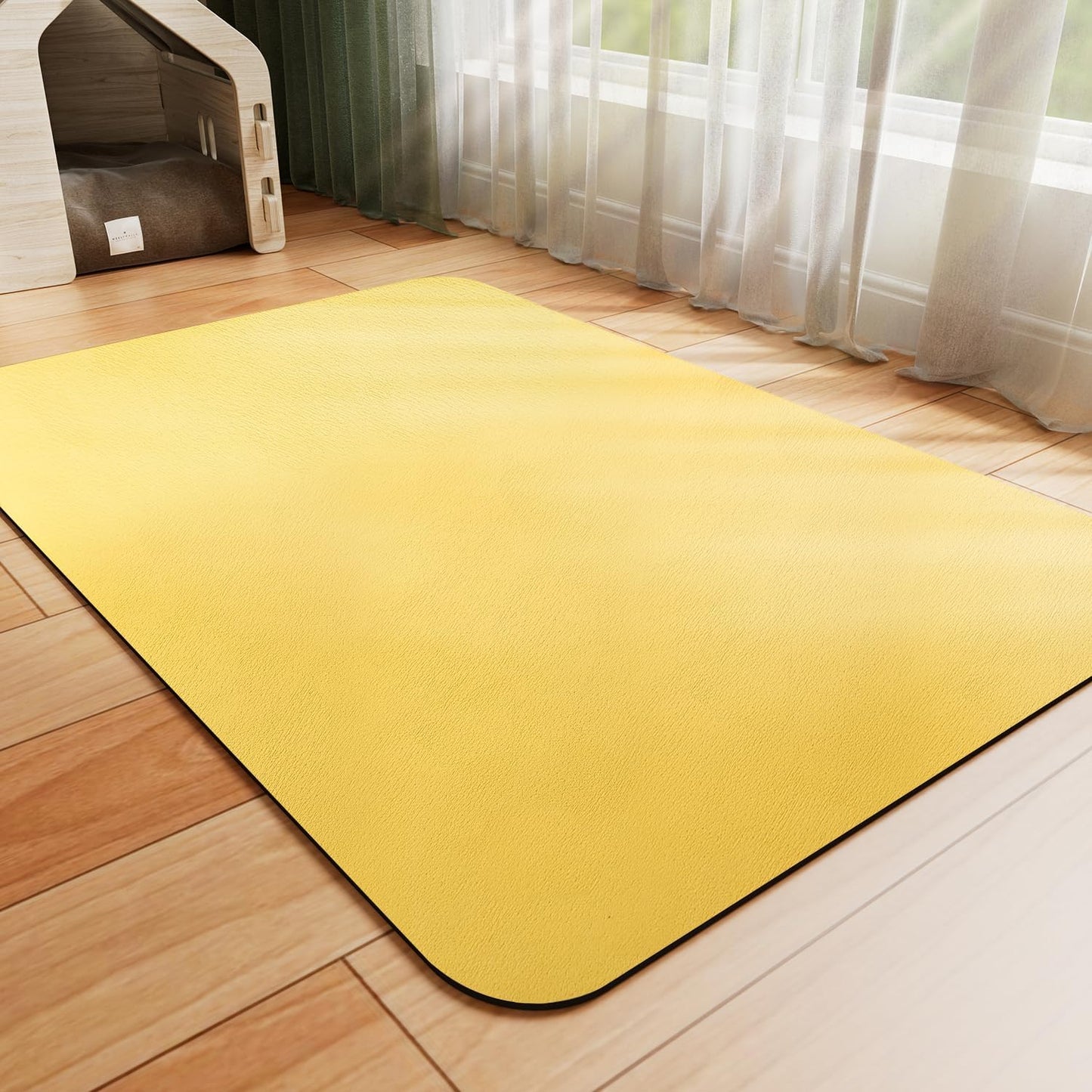 Dog Food Mat - Absorbent Cat Mat for Food and Water, No Stains Pet Feeding Bowl Mat, Easy to Clean Pet Placemats, Quick Dry Dog Water Dispenser Mat for Messy Drinkers | Yellow 16"x 24"