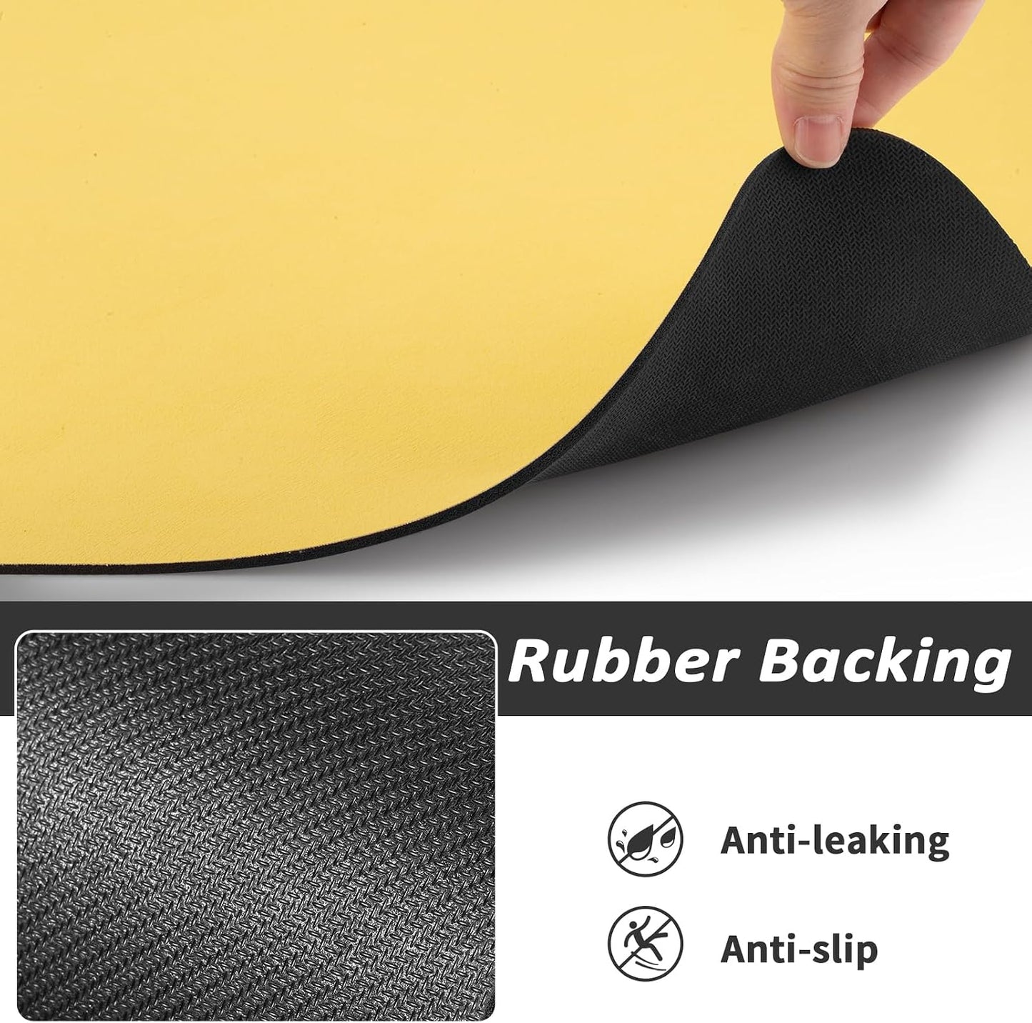 Dog Food Mat - Absorbent Cat Mat for Food and Water, No Stains Pet Feeding Bowl Mat, Easy to Clean Pet Placemats, Quick Dry Dog Water Dispenser Mat for Messy Drinkers | Yellow 16"x 24"