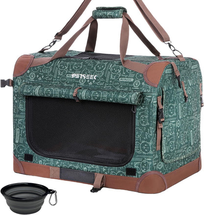 Extra Large Cat Carrier Soft Sided, Portable Small Dog Carrier for 2 Cats, 24"x16.5"x16" Car Travel Folding Comfortable Design, Yellow