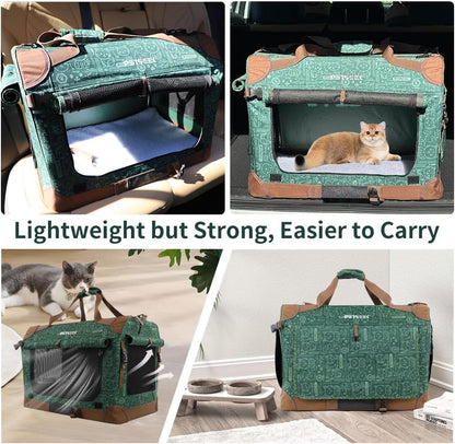 Extra Large Cat Carrier Soft Sided, Portable Small Dog Carrier for 2 Cats, 24"x16.5"x16" Car Travel Folding Comfortable Design, Yellow