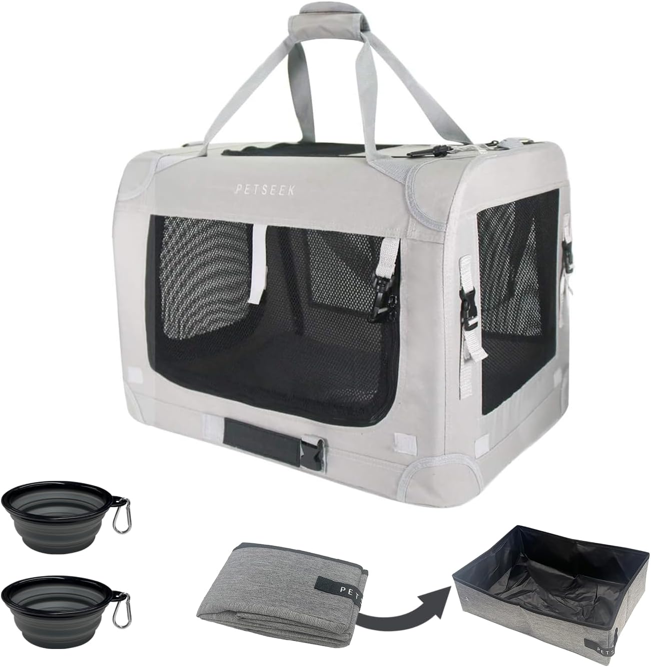 Extra Large Cat Carrier Soft Sided, Portable Small Dog Carrier for 2 Cats, 24"x16.5"x16" Car Travel Folding Comfortable Design, Yellow