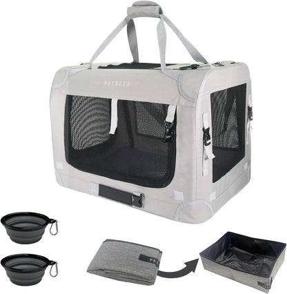 Extra Large Cat Carrier Soft Sided, Portable Small Dog Carrier for 2 Cats, 24"x16.5"x16" Car Travel Folding Comfortable Design, Yellow