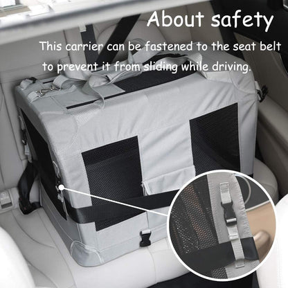 Extra Large Cat Carrier Soft Sided, Portable Small Dog Carrier for 2 Cats, 24"x16.5"x16" Car Travel Folding Comfortable Design, Yellow