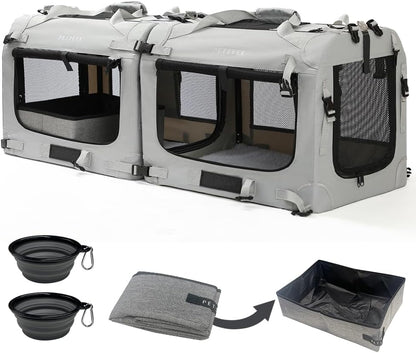 Extra Large Cat Carrier Soft Sided, Portable Small Dog Carrier for 2 Cats, 24"x16.5"x16" Car Travel Folding Comfortable Design, Yellow