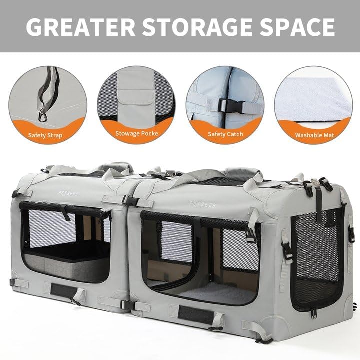 Extra Large Cat Carrier Soft Sided, Portable Small Dog Carrier for 2 Cats, 24"x16.5"x16" Car Travel Folding Comfortable Design, Yellow