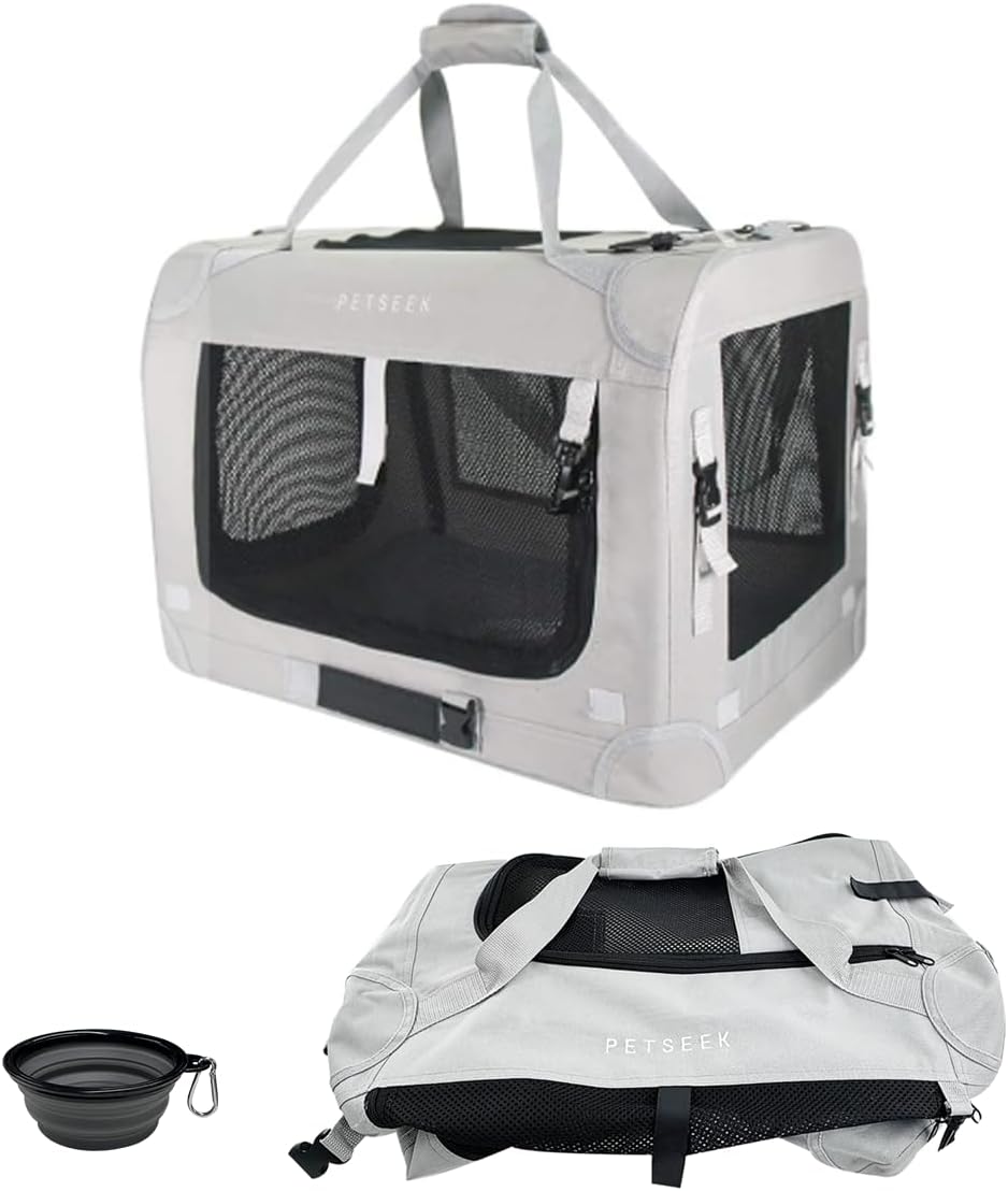 Extra Large Cat Carrier Soft Sided, Portable Small Dog Carrier for 2 Cats, 24"x16.5"x16" Car Travel Folding Comfortable Design, Yellow