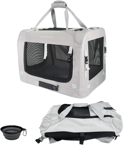 Extra Large Cat Carrier Soft Sided, Portable Small Dog Carrier for 2 Cats, 24"x16.5"x16" Car Travel Folding Comfortable Design, Yellow