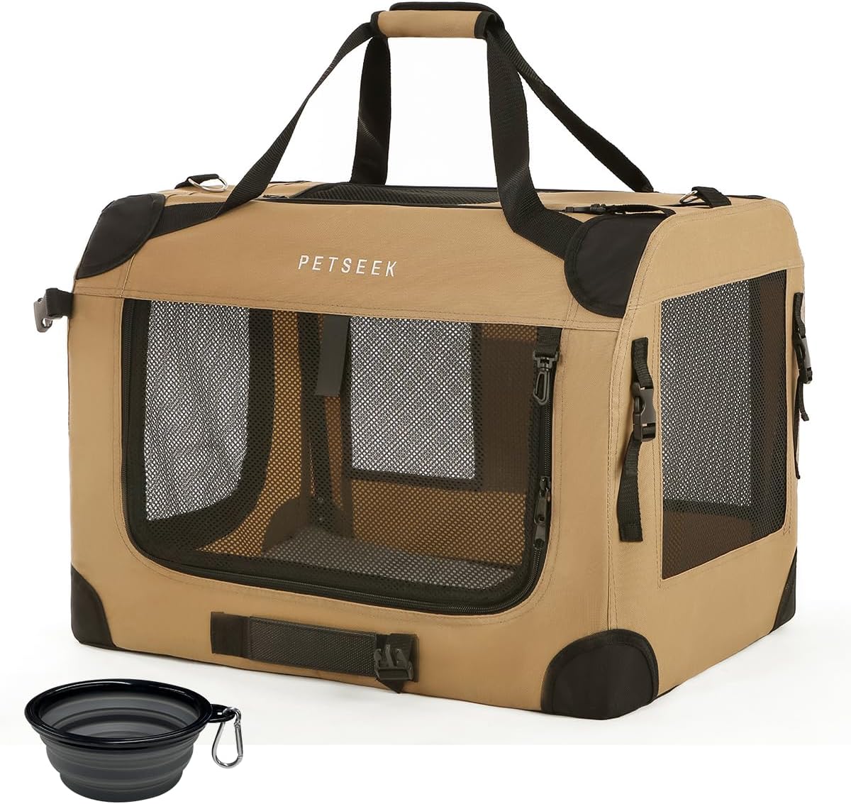 Extra Large Cat Carrier Soft Sided, Portable Small Dog Carrier for 2 Cats, 24"x16.5"x16" Car Travel Folding Comfortable Design, Yellow