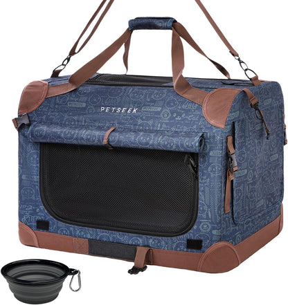 Extra Large Cat Carrier Soft Sided, Portable Small Dog Carrier for 2 Cats, 24"x16.5"x16" Car Travel Folding Comfortable Design, Yellow
