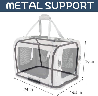 Extra Large Cat Carrier Soft Sided, Portable Small Dog Carrier for 2 Cats, 24"x16.5"x16" Car Travel Folding Comfortable Design, Yellow