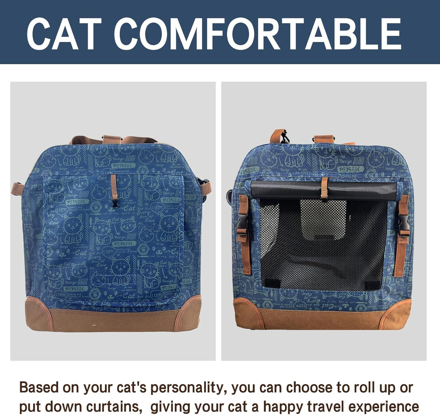 Extra Large Cat Carrier Soft Sided, Portable Small Dog Carrier for 2 Cats, 24"x16.5"x16" Car Travel Folding Comfortable Design, Yellow