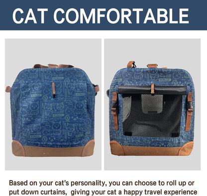 Extra Large Cat Carrier Soft Sided, Portable Small Dog Carrier for 2 Cats, 24"x16.5"x16" Car Travel Folding Comfortable Design, Yellow