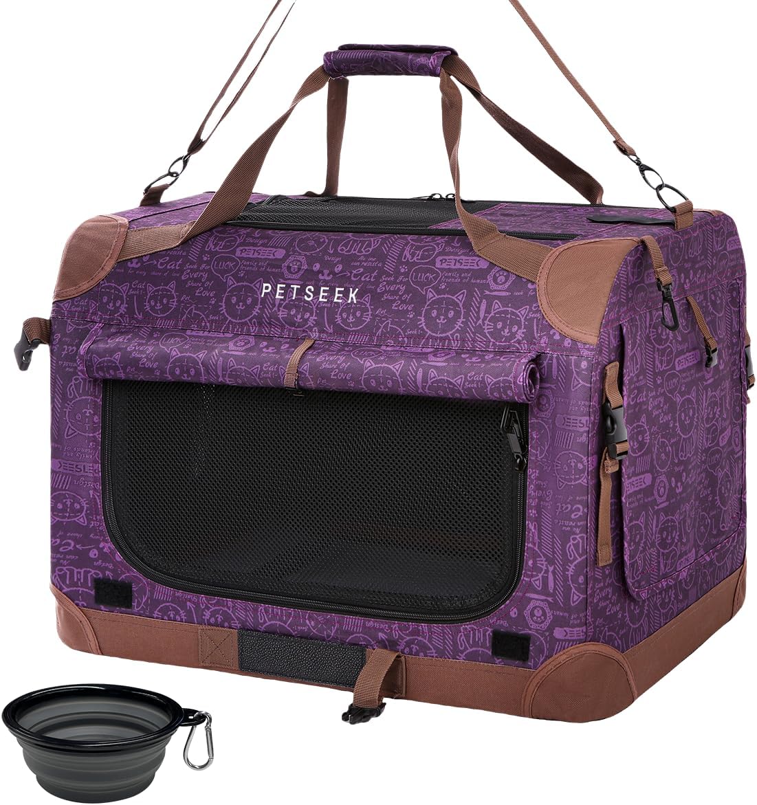 Extra Large Cat Carrier Soft Sided, Portable Small Dog Carrier for 2 Cats, 24"x16.5"x16" Car Travel Folding Comfortable Design, Yellow