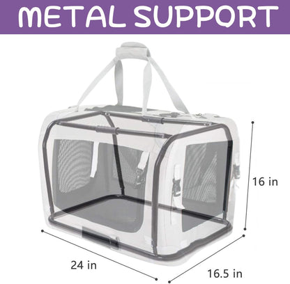 Extra Large Cat Carrier Soft Sided, Portable Small Dog Carrier for 2 Cats, 24"x16.5"x16" Car Travel Folding Comfortable Design, Yellow