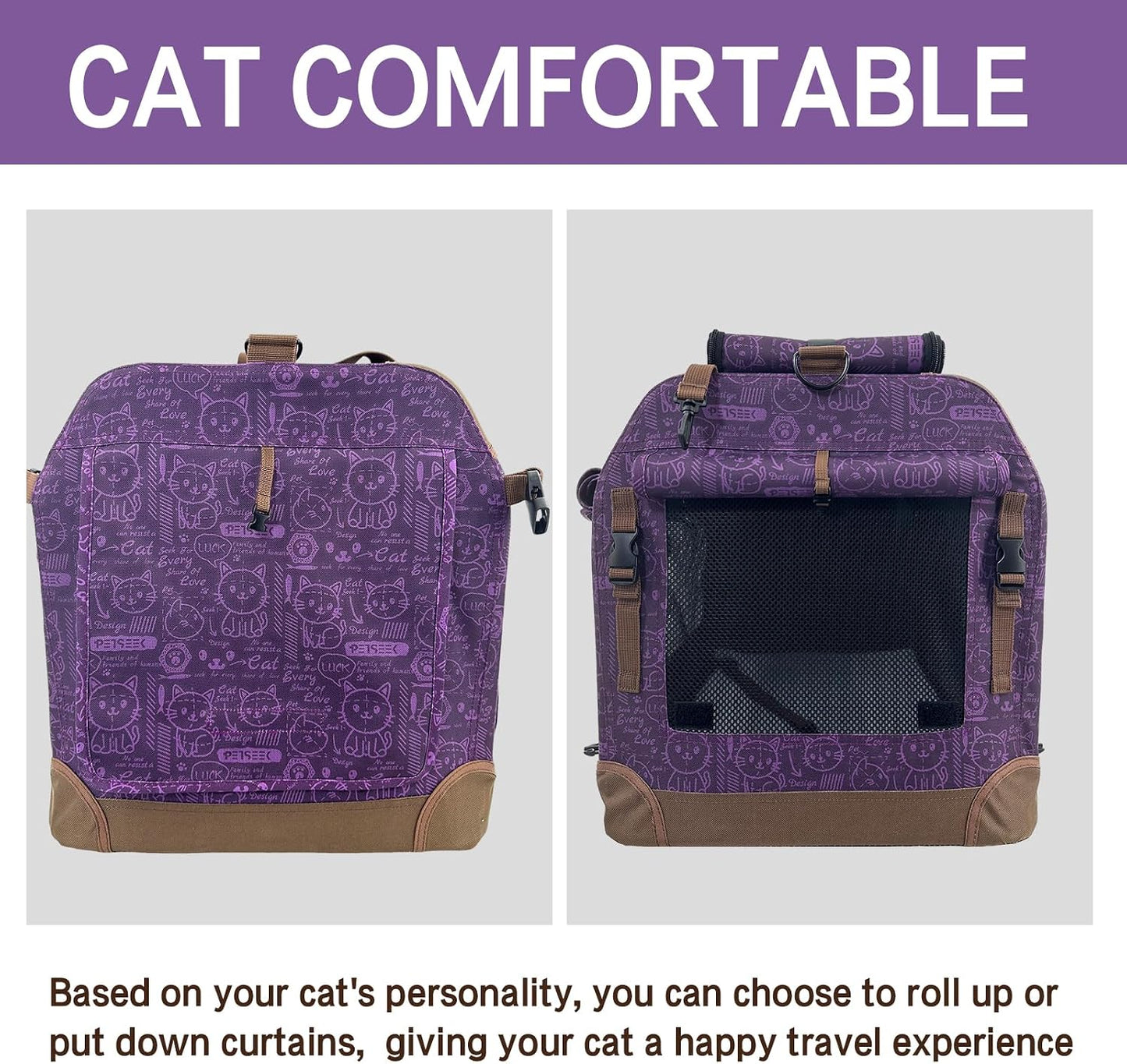 Extra Large Cat Carrier Soft Sided, Portable Small Dog Carrier for 2 Cats, 24"x16.5"x16" Car Travel Folding Comfortable Design, Yellow