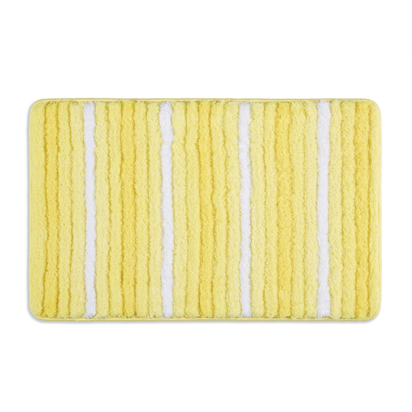 Striped Bathroom Rug Mat, Super Soft Extra Absorbent Shag Bath Mat Rug, Perfect Plush Carpet Mat for Shower and Bathroom, Machine Washable, Non Slip, 27”x48” Yellow